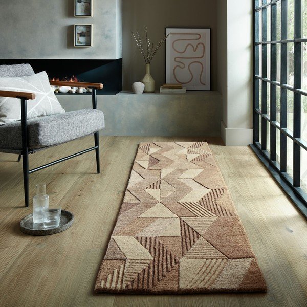 Covor tip traversă maro țesut manual din lână 60x230 cm Moda Asher – Flair Rugs-image-1