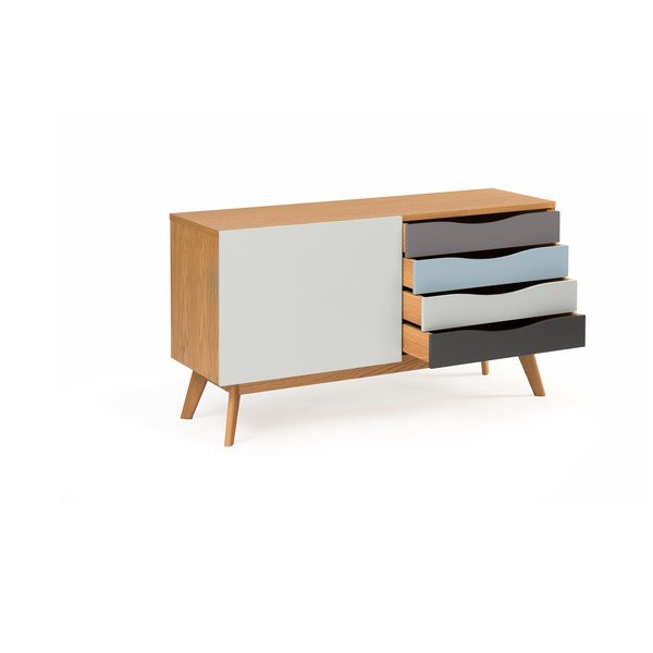 Comodă cu sertare alb-gri-albastru Woodman Avon-image-3