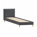 Pat gri închis tapițat cu somieră 90x200 cm Tina – Ropez