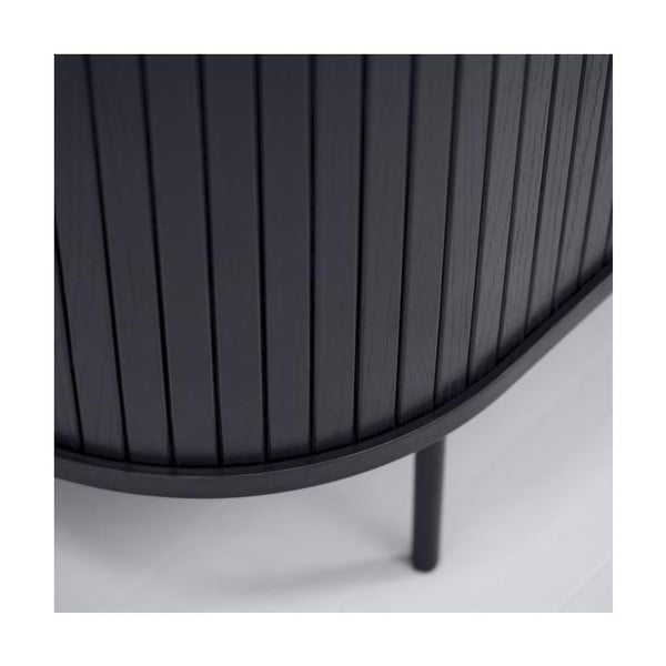 Comodă TV neagră cu aspect de lemn de stejar 56x180 cm Nola – Unique Furniture-image-2