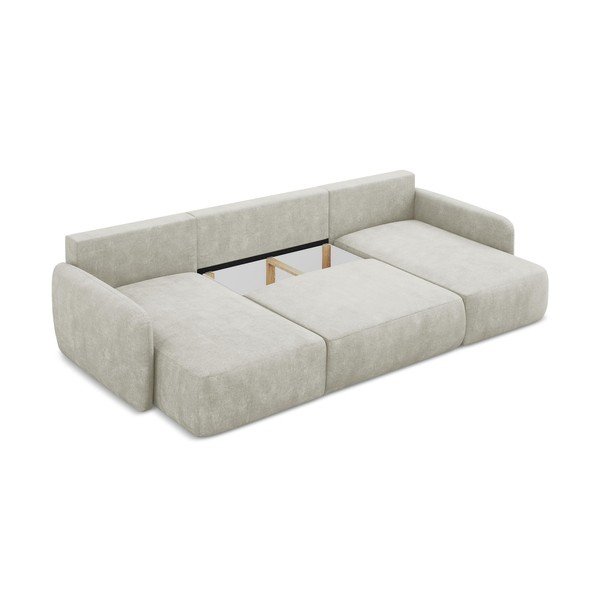 Colțar crem extensibil/cu spațiu de depozitare cu tapițerie din chenille (în formă de "U") Lilo – Makamii-image-3