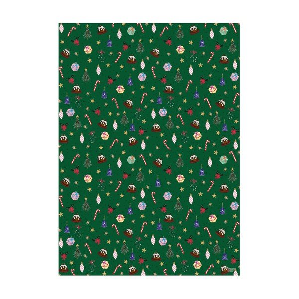 5 coli de hârtie de împachetat verde eleanor stuart Christmas Fun, 50 x 70 cm-image-1