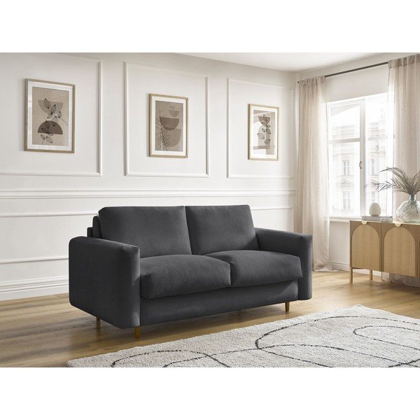 Canapea neagră pentru dormitul zilnic/extensibilă 200 cm Cocoone – Bobochic Paris-image-1