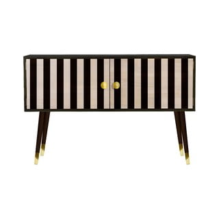 Comodă din lemn masiv de pin Velvet Atelier Au Cafe Golden Black Strips