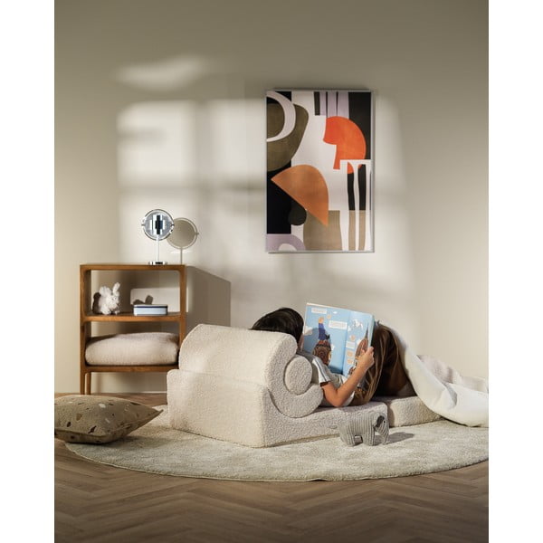 Fotoliu pentru copii crem cu tapițerie din țesătură bouclé Flipster – Wigiwama-image-4