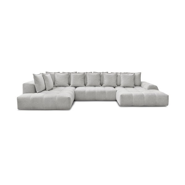 Colțar gri deschis extensibil/cu spațiu de depozitare cu tapițerie din chenille (cu colț pe partea stângă/în formă de "U") Everest – Bobochic Paris