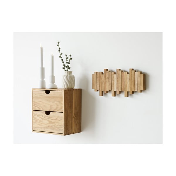 Cuier de perete în culoare naturală din lemn de stejar 3 cm Caltra – House Nordic-image-2