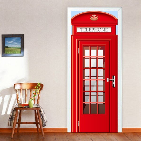 Tapet pentru ușă Walplus UK Telephone Booth, 88 x 200 cm-image-4