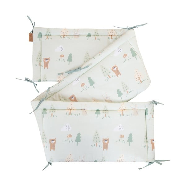Apărătoare pentru pătuț verde deschis din bumbac 170 cm Woodland Buddies – Roba