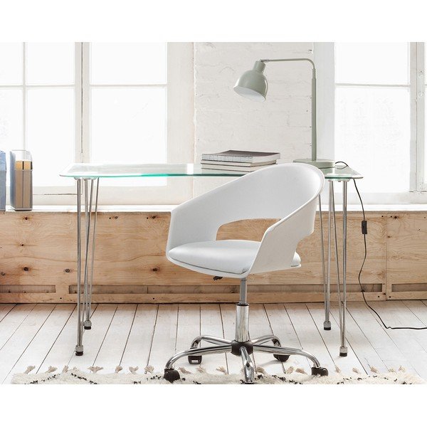 Birou cu blat din sticlă 60x120 cm Rondo – Bizzotto-image-1