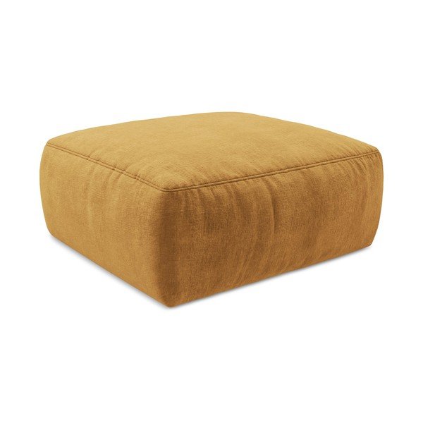 Taburet galben muștar cu tapițerie din chenille Kuki – Makamii-image-3