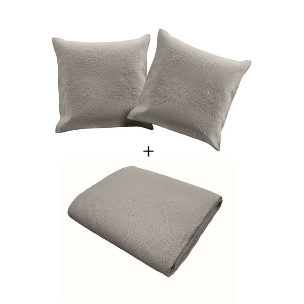 Set cuvertură și față de pernă gri matlasat din microfibră 240x220 cm Romane – douceur d'intérieur-image-2