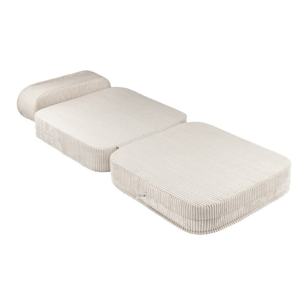 Fotoliu de copii crem cu tapițerie din catifea reiată Flip – Wigiwama-image-2