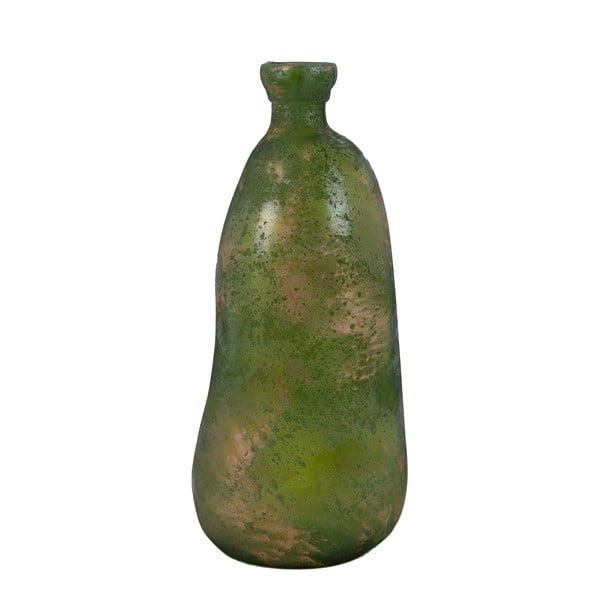 Vază din sticlă reciclată cu patină Ego Dekor Simplicity, înălțime 51 cm, verde