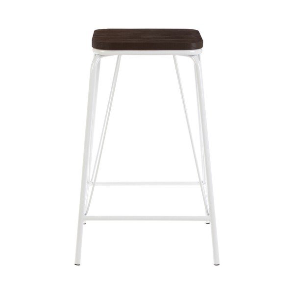 Scaun tip taburet alb/în culoare naturală închisă din lemn de ulm District – Premier Housewares-image-2