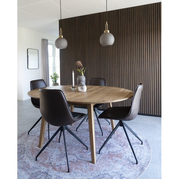 Masă de dining rotundă extensibilă din lemn de stejar ø 118 cm Metz – House Nordic-image-1