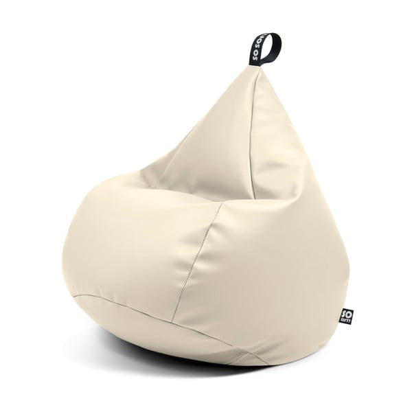 Fotoliu bean bag bej cu tapițerie din imitație de piele Drop XL – So Soft?