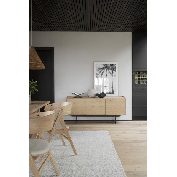 Comodă în culoare naturală joasă cu aspect de lemn de stejar 160x74 cm Brewerton - Rowico-image-1