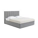 Pat matrimonial gri tapițat cu spațiu de depozitare cu somieră 180x200 cm Thessa Bold Line – Bonami Selection