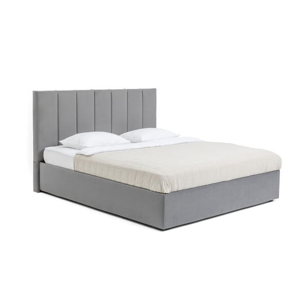 Pat dublu tapițat gri cu spațiu de depozitare cu saltea/ somieră 180x200 cm Thessa Bold Line - Bonami Selection-image-3