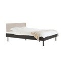Pat matrimonial negru tapițat/din  placă aglomerată de lemn cu somieră 180x200 cm Streiko – noo.ma