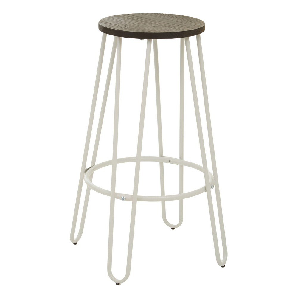 Scaun de bar alb/în culoare naturală din lemn de ulm (înălțime șezut 75 cm) District – Premier Housewares