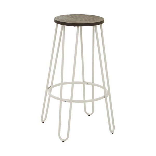 Scaun de bar alb/în culoare naturală din lemn de ulm (înălțime șezut 75 cm) District – Premier Housewares