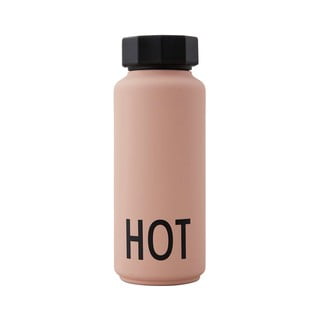 Sticlă termos Design Letters Hot, 500 ml, roz prăfuit
