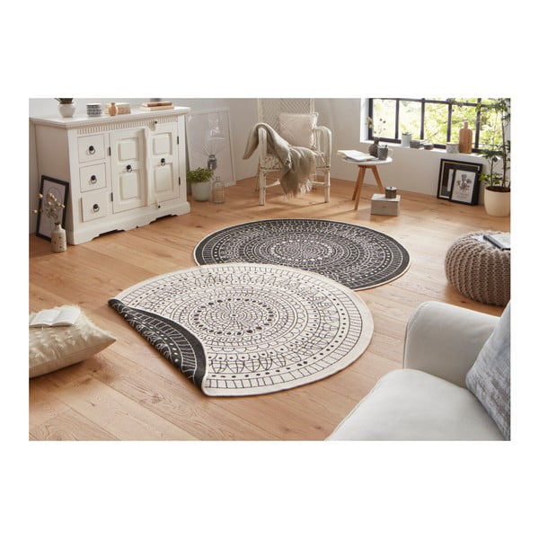 Covor adecvat pentru exterior NORTHRUGS Porto, Ø 200 cm, negru - crem-image-1