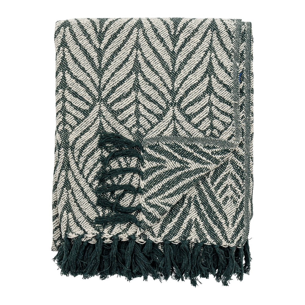 Pătură verde/bej din bumbac reciclat 130x160 cm Ugento – Bloomingville