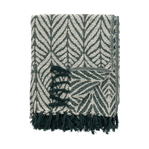 Pătură verde/bej din bumbac reciclat 130x160 cm Ugento – Bloomingville-image-4