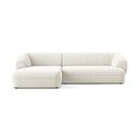 Colțar alb cu tapițerie din catifea (cu colț pe partea stângă) Moana – Makamii