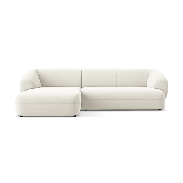 Colțar alb cu tapițerie din catifea (cu colț pe partea stângă) Moana – Makamii