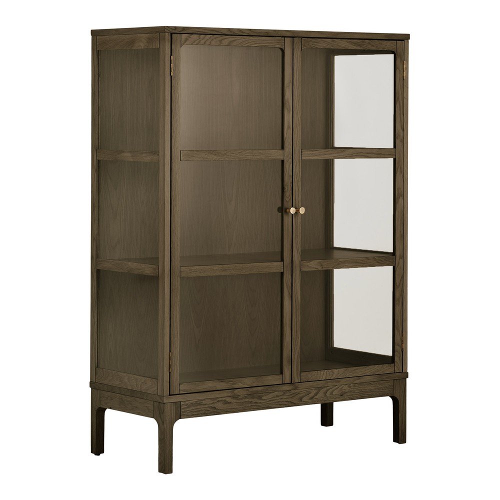 Vitrină maro închis cu aspect de lemn de stejar 90x126x40 cm Zamora – House Nordic