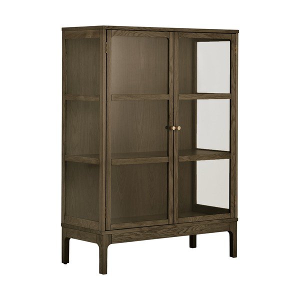 Vitrină maro închis cu aspect de lemn de stejar 90x126x40 cm Zamora – House Nordic