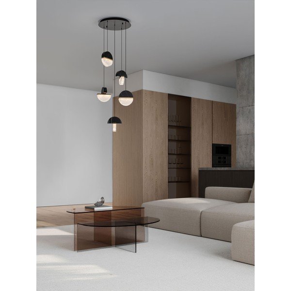 Lustră neagră LED cu intensitate reglabilă din metal ø 46 cm Dorin – Nova Luce-image-1
