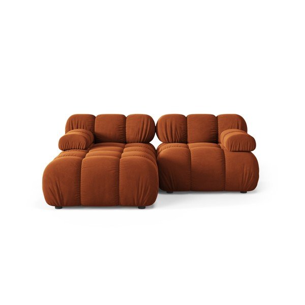 Colțar modular teracotă cu tapițerie din catifea (cu colț pe partea stângă/cu șezlong) – Micadoni 
