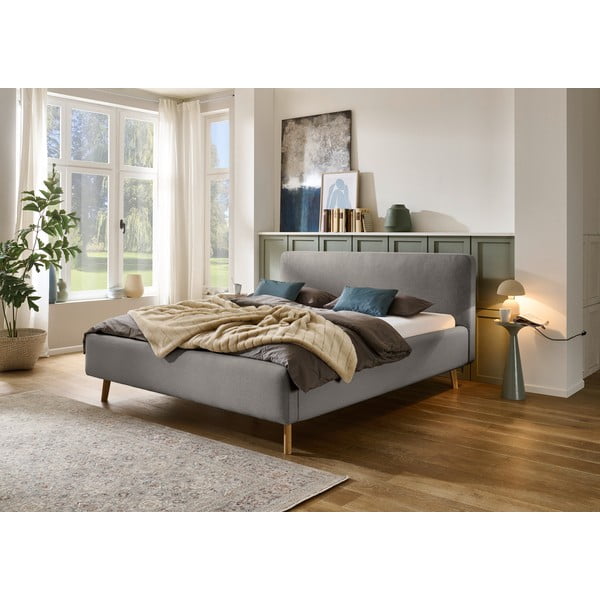 Pat gri tapițat fără somieră 120x200 cm Mattis – Meise Möbel-image-1