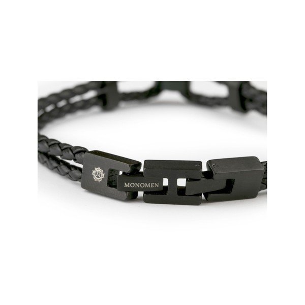 Brățară bărbătească din piele naturală Monomen Hene, negru-image-1