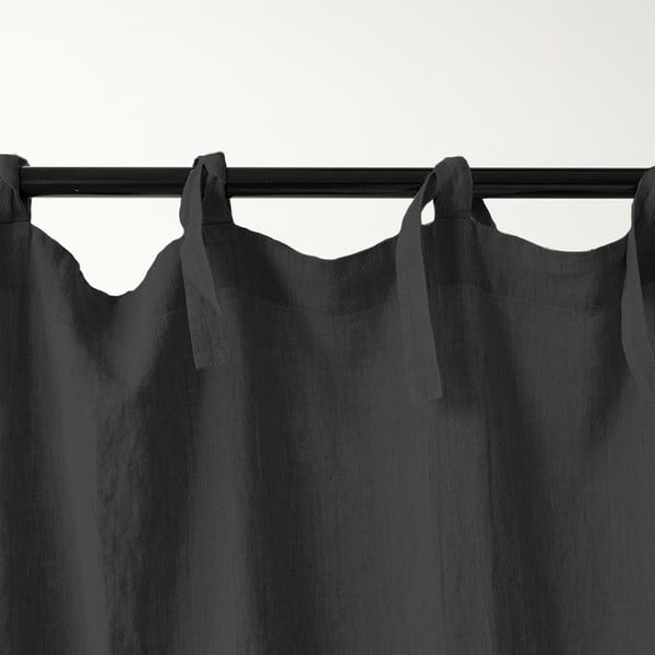 Draperie din in cu bucle de prindere Linen Tales Night Time, 250 x 140 cm, gri închis-image-2