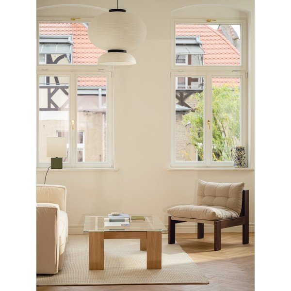 Măsuță de cafea în culoare naturală cu blat din sticlă 86x132 cm Naiko – noo.ma-image-2