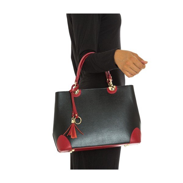 Geantă din piele Isabella Rhea no. 462, negru cu roșu-image-3