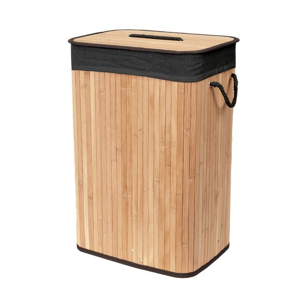 Coș de rufe negru/în culoare naturală din bambus 78 l Bamboo – Compactor