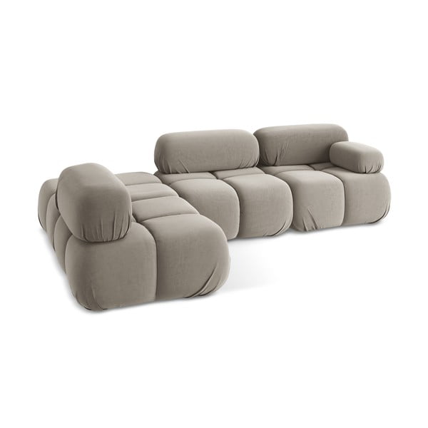 Colțar modular bej cu tapițerie din catifea (cu colț pe partea stângă) Lokua – Makamii-image-4