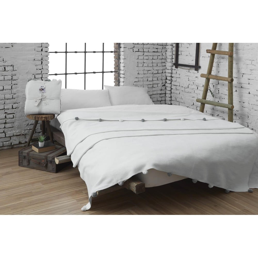 Cuvertură crem din polar, fleece 200x220 cm Pom Pom – Mijolnir