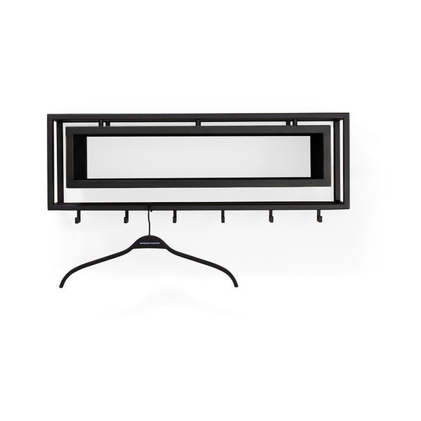 Cuier de perete negru cu raft din lemn de stejar 78 cm School – Spinder Design-image-2