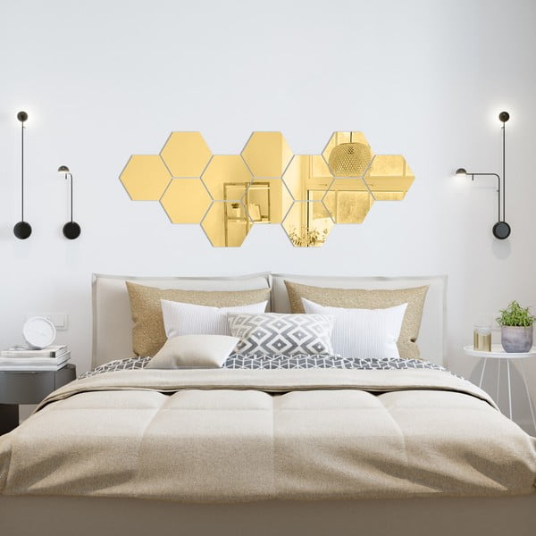 Autocolante de perete 12 buc. 17x20 cm Hexagons Gold – Ambiance-image-1