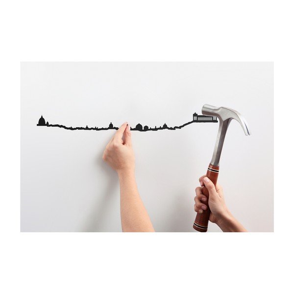 Decorațiune de perete cu silueta orașului The Line Rome, negru-image-1