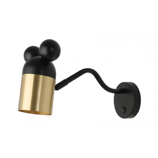 Aplică de perete negru-auriu ø 8 cm Mouse – GTV
