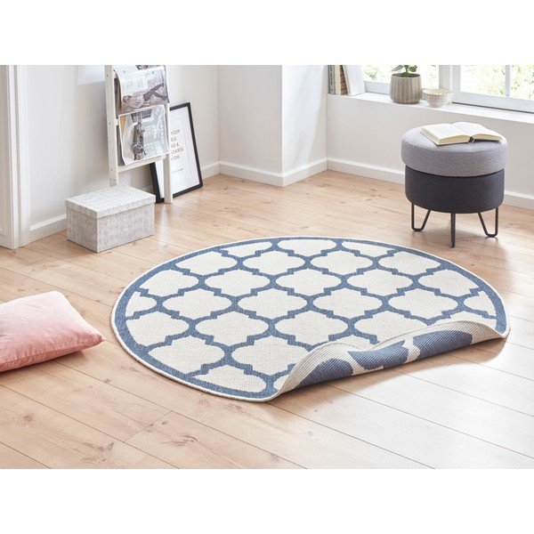 Covor adecvat pentru exterior NORTHRUGS Palermo, ⌀ 200 cm, albastru-crem-image-1